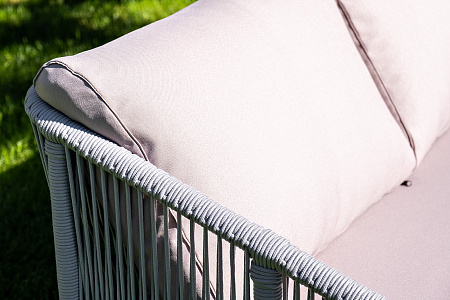 "Канны" диван плетеный из роупа (веревки) трехместный, цвет светло-серый