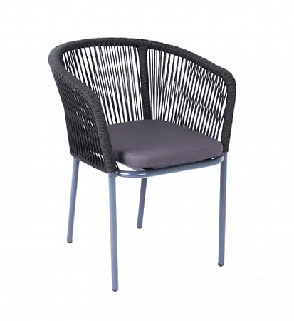 "Марсель" плетеный стул из роупа (веревки), каркас темно-серый, цвет темно-серый
