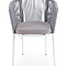 "Марсель" плетеный стул из роупа (веревки), каркас белый, цвет светло-серый