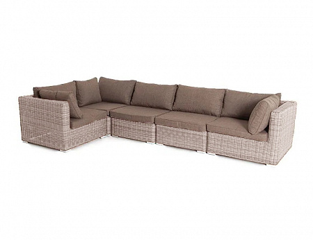 "Лунго" трансформирующийся диван из искусственного ротанга, цвет бежевый