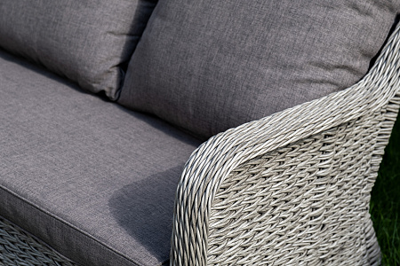 "Гляссе" диван трехместный из искусственного ротанга (гиацинт), цвет серый